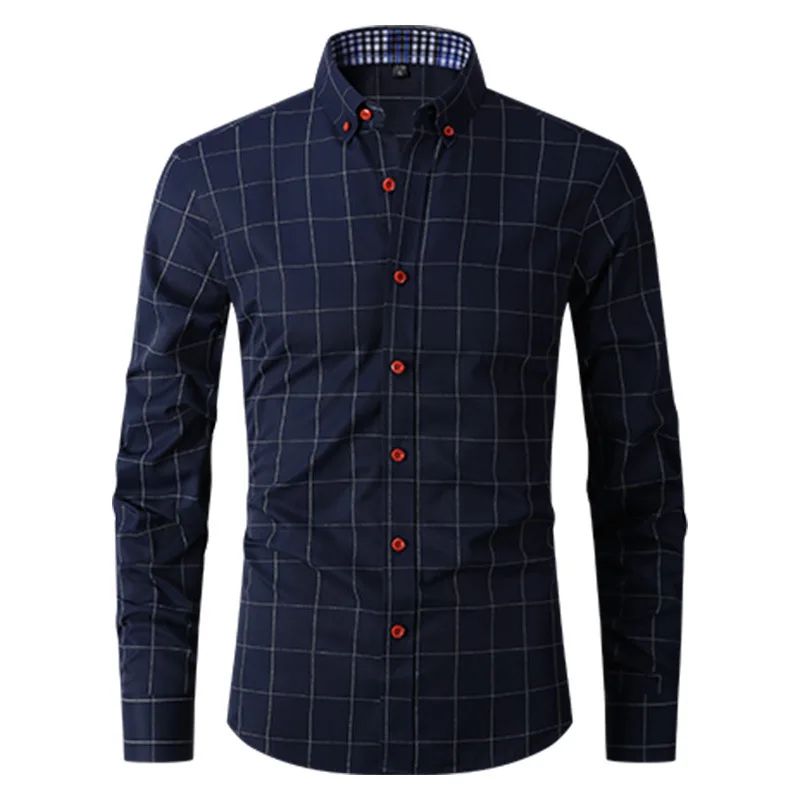 Brand New Men Shirt Male Dress Shirts Plaids Men's Casual Long Sleeve Business Formal Plaid Men's Shirt Camisa Social