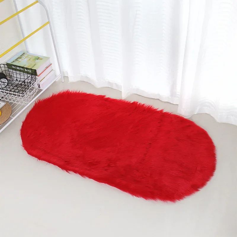 Super Soft Plush Oval Rug Mat Fluffy White Carpets for Living Room Home Decor Bedroom Kid Room Decoration Salon Thick Pile Rug