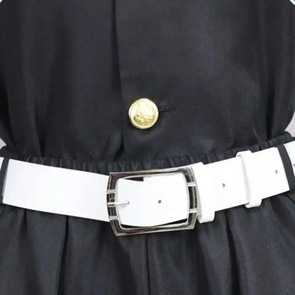 Anime no Yaiba Cosplay Japanese Anime Black Team Uniform Cosplay Costume Set Stand Collar Shirt White Belt for Theme Party