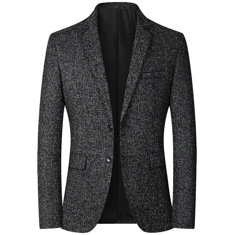 Black Men V-neck Single-breasted Suit Jacket, Fashion Slim Dress Coats, Blue Gray Yellow Blazers, Male Casual Tops Asian Size