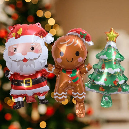 Christmas Santa Claus Gingerbread Man Xmas Tree Foil Balloons for Christmas Home Party Aluminum Film Balloon Decor Supplies