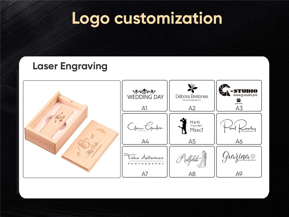 10PCS/LOT Wooden USB Flash Drive 128GB Pen Drive 64GB 32GB 4GB Memory Stick Wooden Box Free Custom Logo Creative Business Gifts