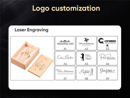 10PCS/LOT Wooden USB Flash Drive 128GB Pen Drive 64GB 32GB 4GB Memory Stick Wooden Box Free Custom Logo Creative Business Gifts