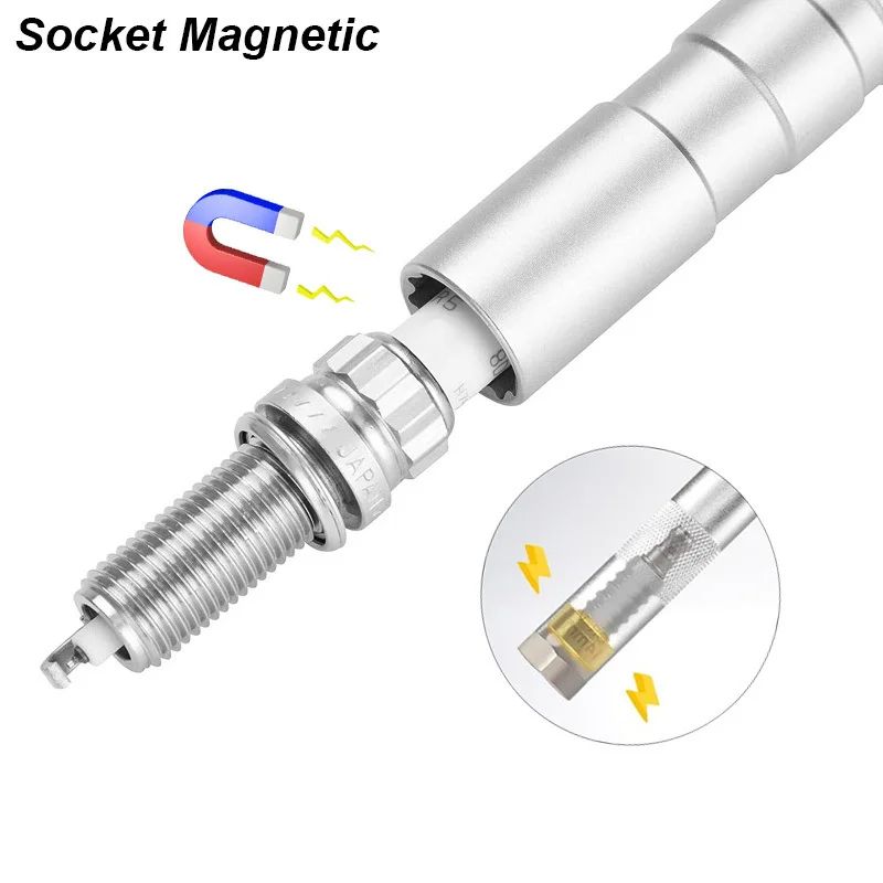 Chave Magnética Soquete Vela Ignição Ferramenta Cachimbo Articulada Extensor Longo Instalar Substituir Kit Reparo Torque Remover Folga 14mm 16mm Carro Automotivo