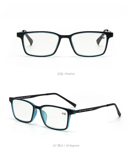 Óculos Multifocal Fotocromático para Presbiopia Armação Quadrada Óculos de Leitura para Negócios Luz Azul Lentes Acabadas para Vista Longa