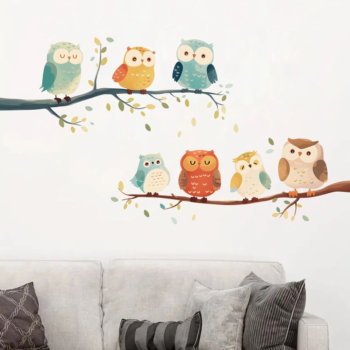 1Pc Cartoon Bird Branch Owl Furniture Wall Sticker Kids Room Home Decor Accessories Living Room Bedroom Decoration Living Room