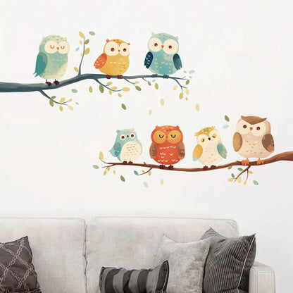 1Pc Cartoon Bird Branch Owl Furniture Wall Sticker Kids Room Home Decor Accessories Living Room Bedroom Decoration Living Room