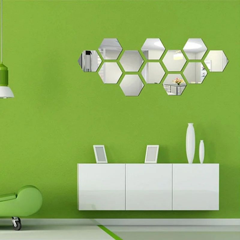 3/6/12pcs 3D Hexagon Mirror Wall Sticker DIY TV Background Living Room Stickers Wall Decor Bedroom Bathroom Home Decoration