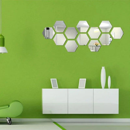 3/6/12pcs 3D Hexagon Mirror Wall Sticker DIY TV Background Living Room Stickers Wall Decor Bedroom Bathroom Home Decoration