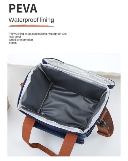 Large Capacity Lunch Bag Thermal Insulation Thickened Waterproof Bags Portable With Handle Crossbody Bag Waterproof Oxford Cloth
