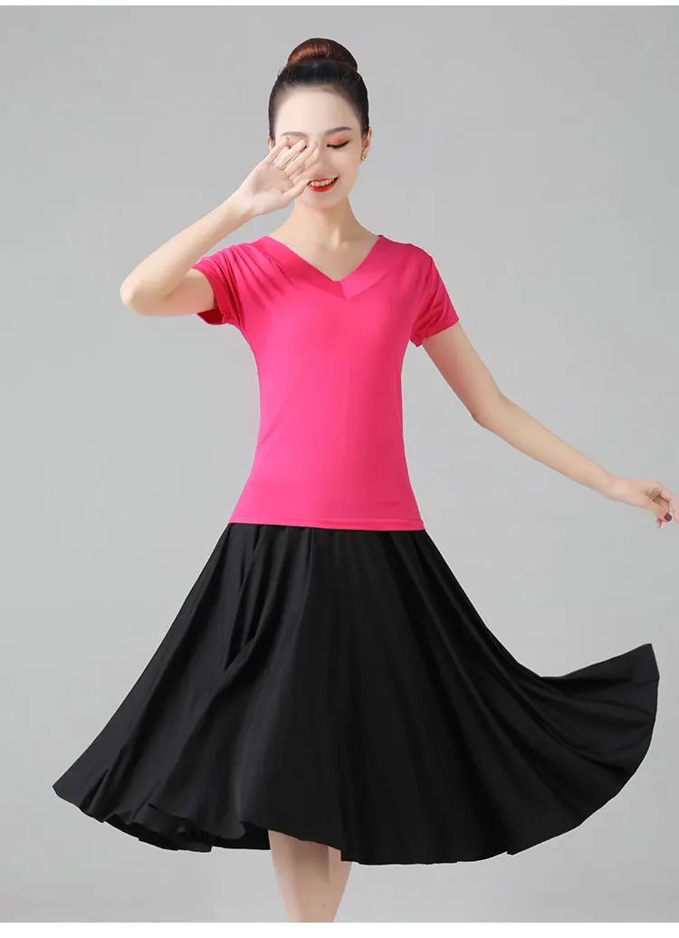 Plus Size Elegant Plus Size Women's Long Dress For Dancing And Commuting Stylish Square Dance Skirt With Wide Hemline For Soc...