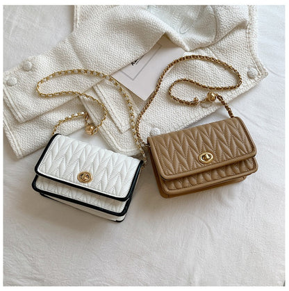 New Fashion Women's Shoulder Bag Simple Chain Texture Small Square Bag Light Luxury Party Crossbody Bag Purses and Handbags
