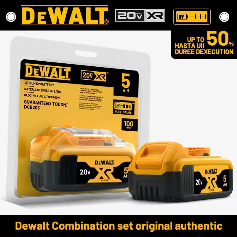 Bateria 100% Genuína Dewalt 20V, Bateria de Íon de Lítio Recarregável 2AH 5AH 6AH, Bateria de Substituição para Ferramenta Elétrica Dewalt DCB200