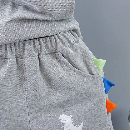 Conjuntos de Roupa Infantil de Verão para Meninos, Estampa de Dinossauro, Camisas Polo de Manga Curta + Shorts, 2 Peças/Conjunto, Roupas de Bebê