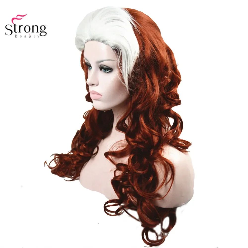 Peruca Cosplay StrongBeauty X-Men Anna Marie Rogue Vermelha Longa Ondulada Sintética