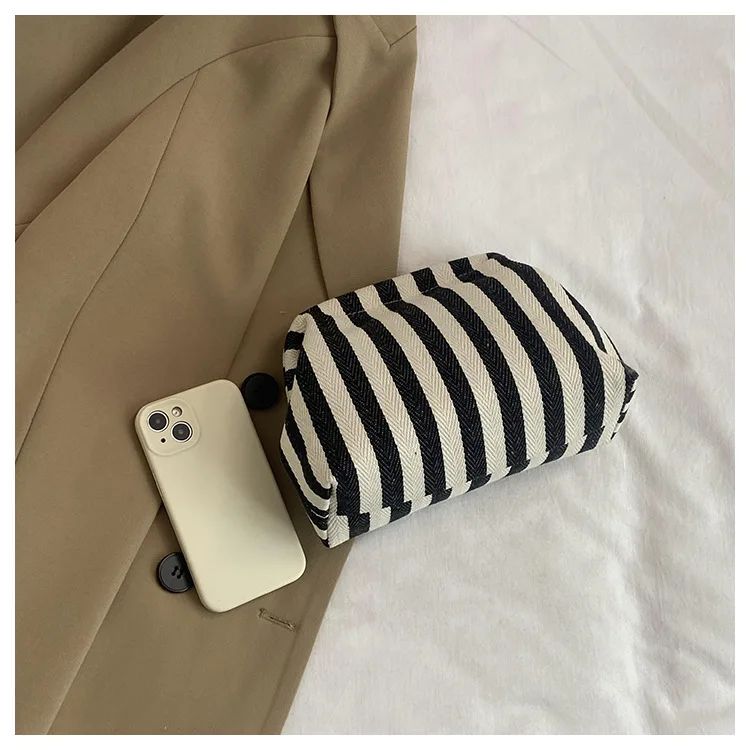 Summer Woven Crochet Striped Women's Handbag Large Capacity Knitted Beach Evening Bag Casual Ladies Colorblock Niche Cloud Bag