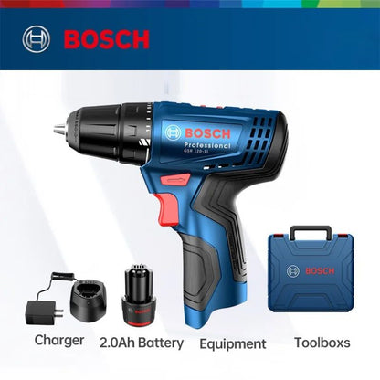 BOSCH GSR 120-LI 12V ferramenta elétrica recarregável, parafusadeira elétrica, furadeira elétrica manual de lítio, bateria 2.0Ah