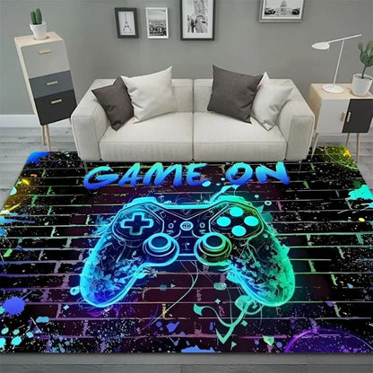 Gaming Rug for Boys Room Gamer Rug with Controller Design Carpet for Game Room Bedroom Decor Non-slip Machine Washab Mat