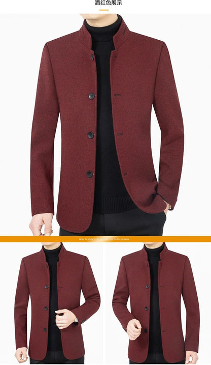 New Men Business Casual Woolen Blazers Jackets Woolen Blends Male Autumn Slim Fit Blazers Coats Mens Clothing