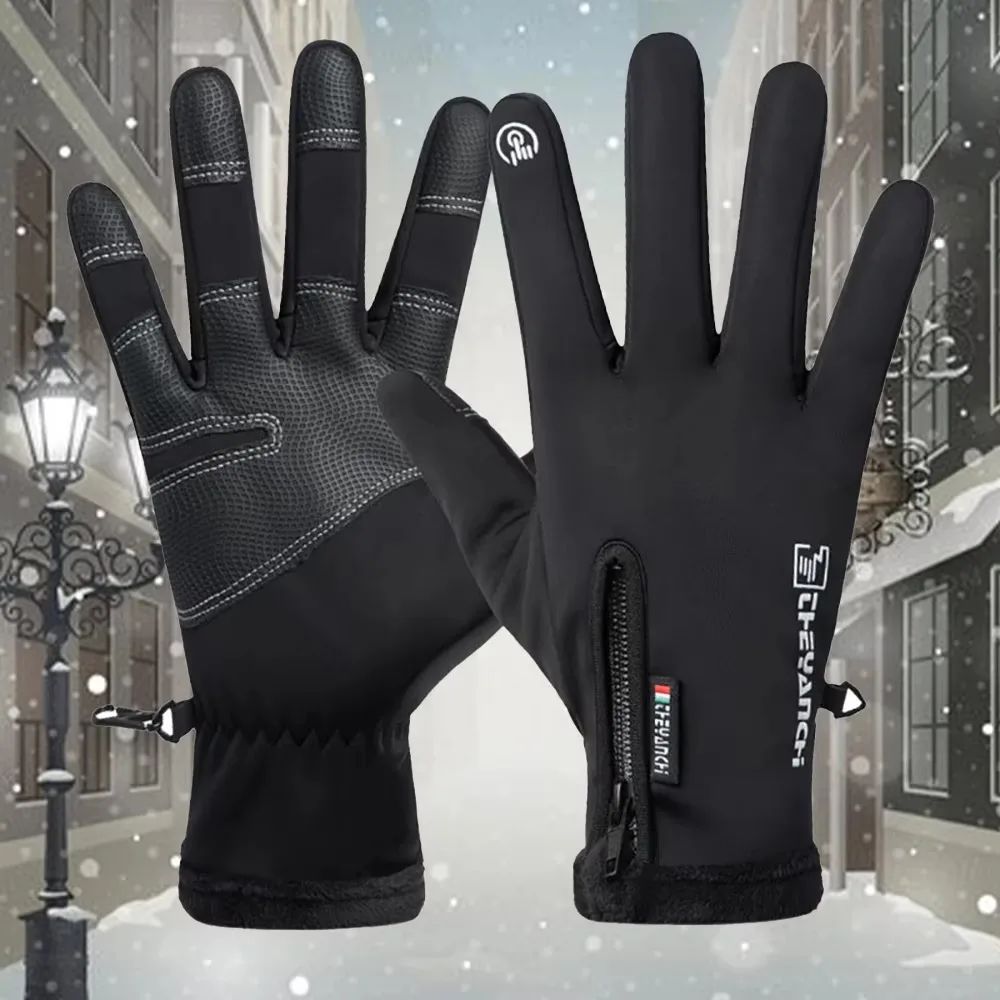 Luvas de Motocicleta Inverno Térmicas Forradas com Lã Inverno Pele Amigável Ciclismo Impermeável Antiderrapante Tela Sensível ao Toque Luva de Esqui Quente