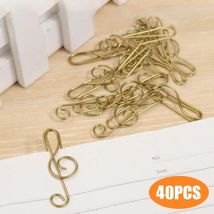 Metal Creative Music Note Shaped Creative File Clamp Paper Clips Bookmark Holder Paper Decorative Clip for Office School Home