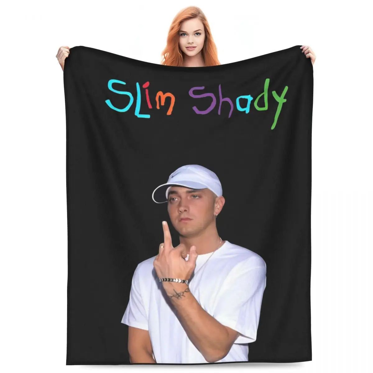 Eminem Inspired Coral Fleece Throw Blanket Super Soft Plush for Home Travel Bedding Air Conditioning  Summer Essential