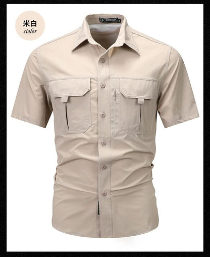 Summer Tactical Shirts Men Work Short Sleeve Shirt Outdoor Breathable Quick Dry Multi-pocket Cargo Camp Hike Short Sleeved Shirt