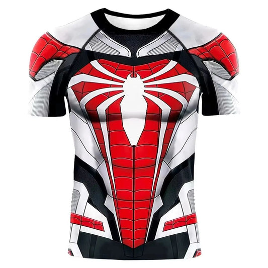 Superhero Tops Fitness Activewear Breathable Tees 2025 Summer New Men Compression T Shirt Spider Role Play Short Sleeve T Shirt