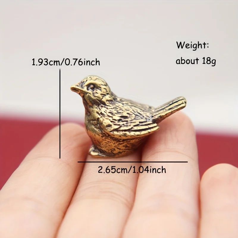 1 brass sparrow figurine, Christmas tea pet desktop home decoration, personalized fun Christmas gifts