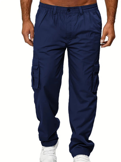 Men's Cargo Pants Sweatpants Outdoor Loose Straight Long Trousers Summer Casual Multi-Pocket Durable Workwear Male Trousers