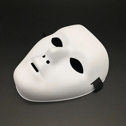 Masquerade Halloween Full Face Mask Hand Painted White Death Clown Black Gold Adult Street Dance Eye Mask Prop