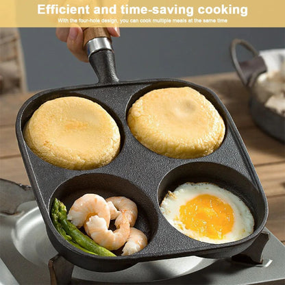 4-Hole Egg Frying Pan Nonstick Cookware Steak Pancake Pans Omelet Pan Frying Pot Suitable for Gas Stove Induction Cooker