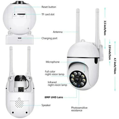 8MP Wireless Security Surveillance Camera Wifi IP Outdoor 4X Zoom Cameras Smart Home CCTV AI Human Tracking Two-way Audio HD Cam