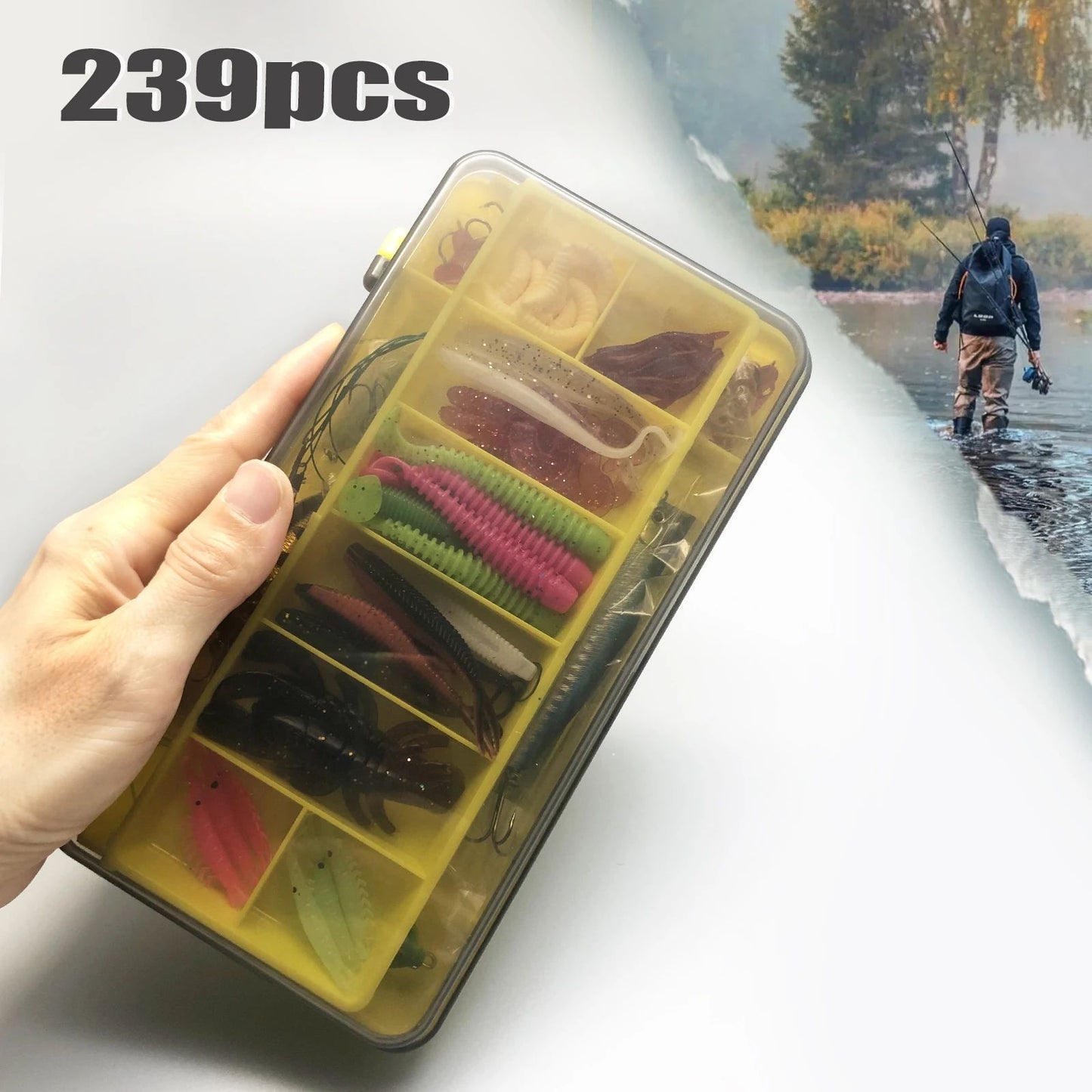 Kit de Iscas de Pesca 83/133/193/239/409 peças para Truta/Lúcio/Baixo, Conjunto de Iscas Múltiplas, Caixa de Pesca Profissional em Camadas