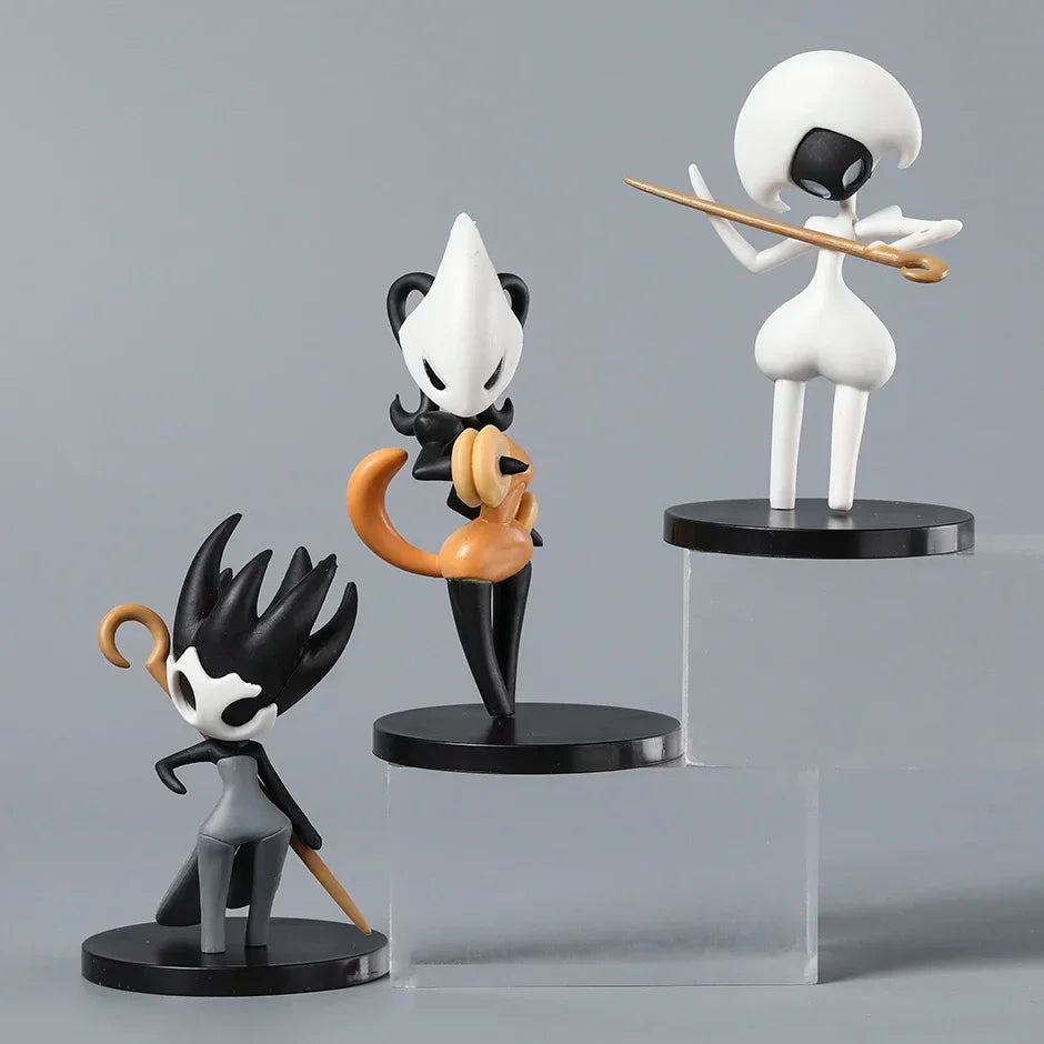 Hollow Knight Silksong The Knight Hornet Figures Estatueta Boneca Decoração de Modelo Fofo PVC Brinquedos Conjunto com 6