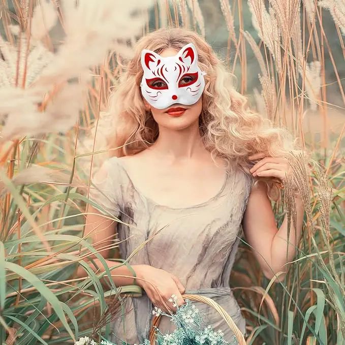 5-50Pcs Cat Fox Mask Halloween Blank Mask Costume for Adults for Holiday Party Role playing accessories