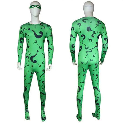 TV Riddler Cosplay Costume Fantasy Uniform Shirt Coat Pants Tie Mask Adult Men Outfits Halloween Carnival Party Disguise Suit