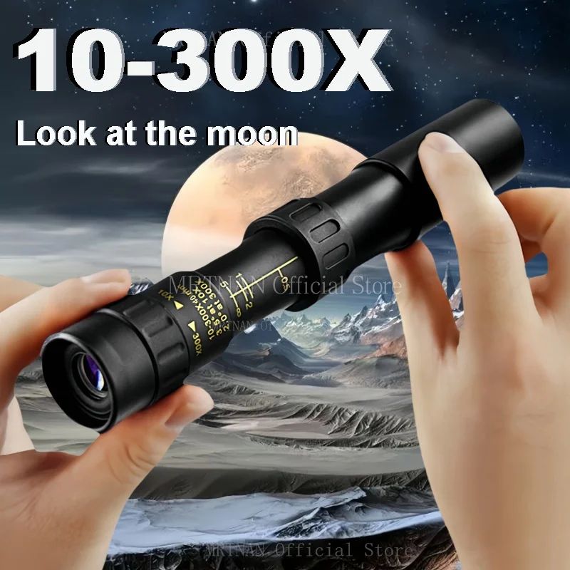 Monóculo Telescópio 10-300x40 Zoom Portátil Poderoso Binóculos com Tripé e Suporte para Celular Acampamento Viagem