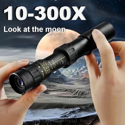 Monóculo Telescópio 10-300x40 Zoom Portátil Poderoso Binóculos com Tripé e Suporte para Celular Acampamento Viagem