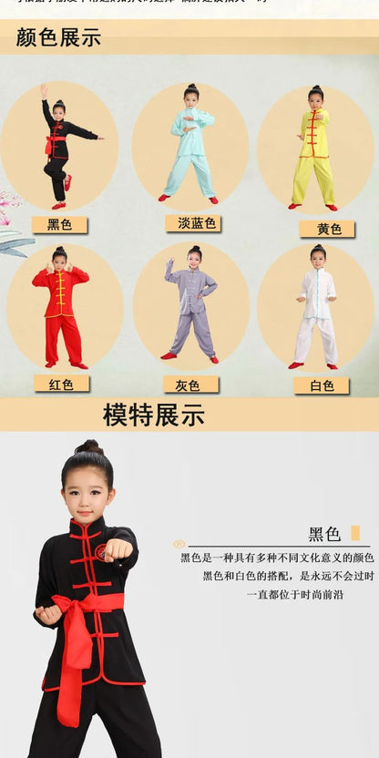Kids Kung Fu Uniform Men Women Chinese Clothes Children's Sets Performance Boy Set Tai Chi Outfit Girl Wushu Costume Tang Suit