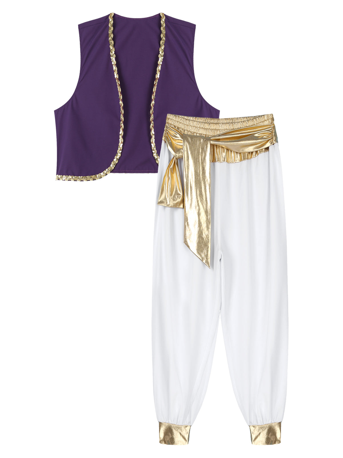 Aladin Costume Men Arabian Prince Cosplay Dress Up Waistcoat Top Harem Pants Suit Halloween Theme Party Carnival Stage Outfits