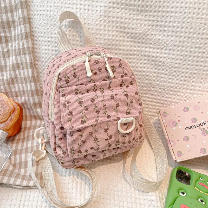 Nova Mini Mochila de Veludo Cotelê 2025 Elegante Espaçosa Leve Mochila de Viagem para Estudantes