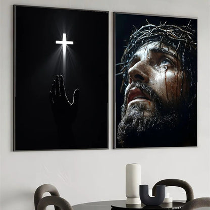 Son of God Jesus Cross Holy Light Wall Art, HD Canvas Print Poster, Suitable for Home, Living Room, Room Decoration Painting