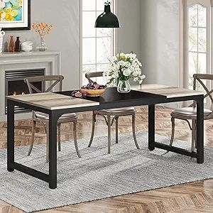 71"x31.5" Dining Table, Industrial Kitchen Table for 6-8 Person, Rectangular Dinner Table for Dining Room Kitchen Living Room,