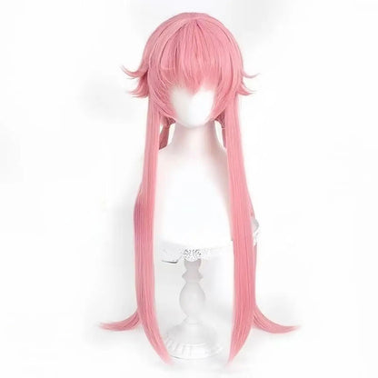 Anime The Future Diary Gasai Yuno Peruca para Cosplay Peruca Rosa Traje de Cabelo Sintético com Rabo de Cavalo Longo Perucas de Festa para o Halloween