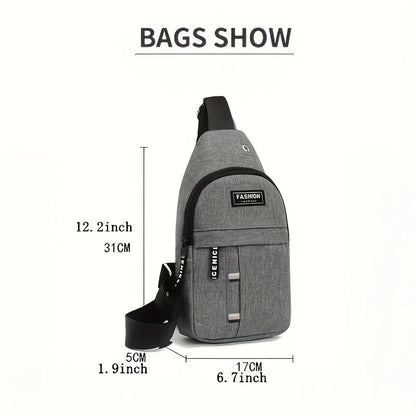 1PC Casual Oxford Men'S Chest Bag - Single Strap Sling Bag for Outdoor Sports, Durable Woven Fabric, Hand Washable