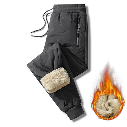 Calça Moletom Masculina de Inverno de Pelúcia Grossa com Lã de Cordeiro, Calça Térmica Casual, Calça de Algodão Quente, Impermeável e à Prova de Vento