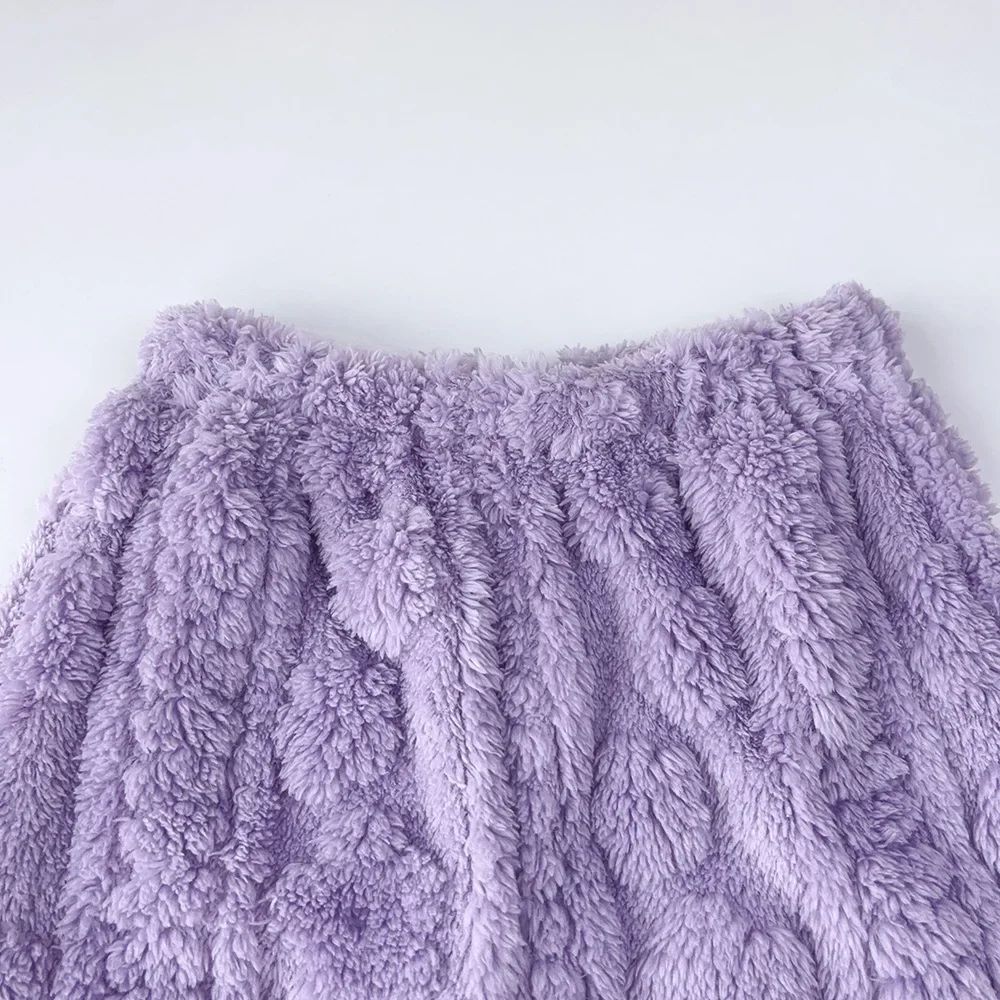 Baby Girl Clothes Purple Plush Jacquard Top+Pants 2-piece Set for Autumn and Winter Home Kids Casual Pajamas 3-7 Years Old