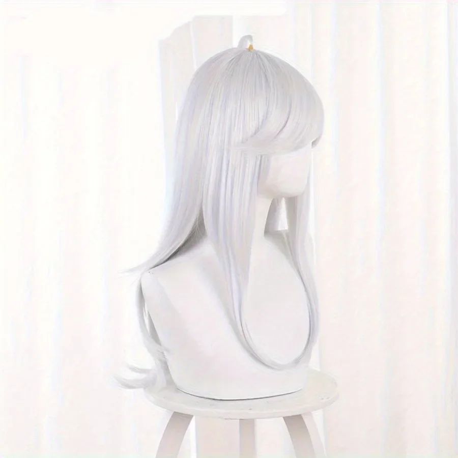 Anime Sumeru Cosplay Cyno Peruca Longa Prata Branca Halloween Cyno Cosplay Peruca Sintética Resistente ao Calor