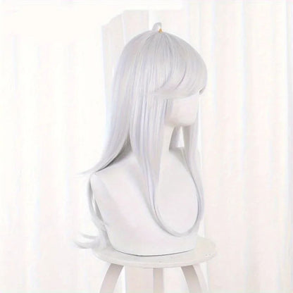 Anime Sumeru Cosplay Cyno Peruca Longa Prata Branca Halloween Cyno Cosplay Peruca Sintética Resistente ao Calor